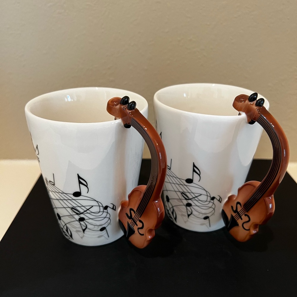 Violin Coffee, Tea Mug, Music Lovers Gift, Music Notes Mug.